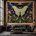 thumbnail image 5 of Luna Moth in Moonlit Garden, Mystical Celestial Wall Art for Nature Lovers, Dark Fantasy Decor Halloween Gift Tapestry Wall Hanging for Bedroom Living Room and Dorm, 5 of 6