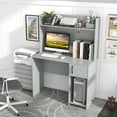 thumbnail image 2 of Gymax Computer Desk Home Office Desk w/ Raised Display Shelf & 2 Open Shelves Gray, 2 of 10