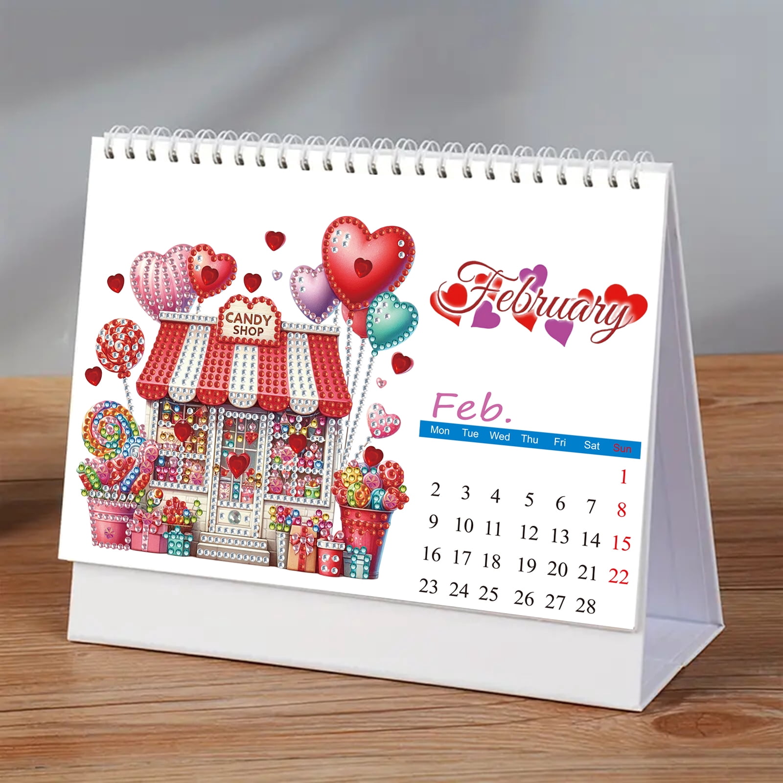 FLOPESN 2026 Desk Calendar DIY Diamond Painting Craft Kit – Complete Paper Calendar with Special Drills, Holiday Wreath & Gnome Themes for Home Office Decor-Mountain Squirrel