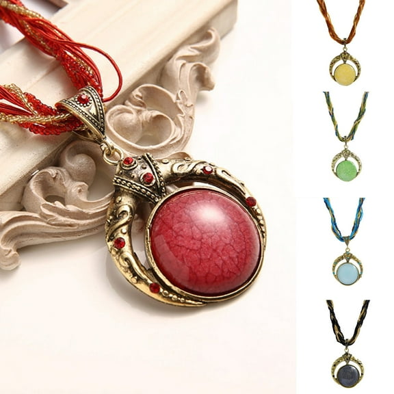 Jacenvly Mother's Day Women Bohemian Artificial Ethnic Style Retro Necklace Mother's Day Gifts For Wome/Men/Mom/ Teens