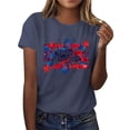 thumbnail image 5 of Goodtrade8 Womens Short Sleeve Shirts Summer USA Years Anniversary Pullover Graphic Red White and Blue Independence Day Patriotic 4th of July Fashion Shirts for Women Crew Neck, 5 of 8