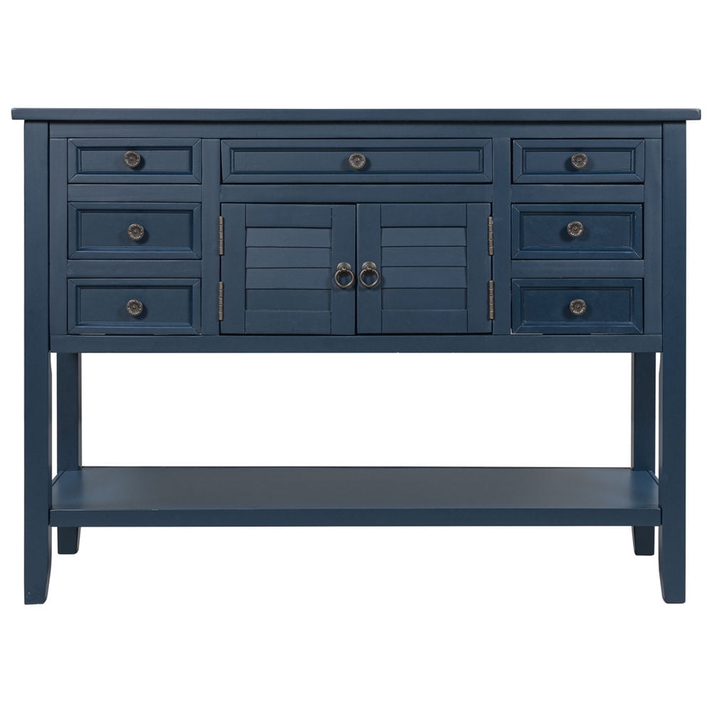 Accent Console Table 7 Drawers Sofa Table Storage With Open Shelf Buffet Sideboard For