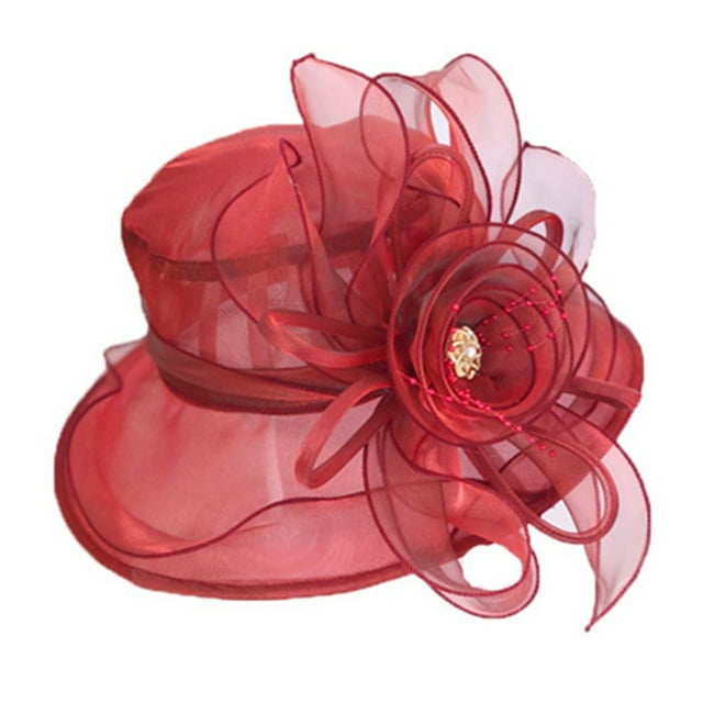 TIEVOSA Femmes Fascinator Dame Fête du Thé Mariage Chapeau de Fleur de Mariée (Rouge)