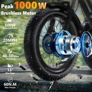 YEBEI Electric Tricycle for Adults E-Trike Motorized Tricycle Electric 3 Wheels Trike Powerful Peak750W Motor Electric Tricycle 48V15AH Lithium Battery Max 20MPH 20*4.0” Fat Tire