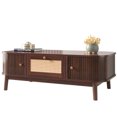 thumbnail image 2 of Noble House Wicker Coffee Table with Sliding Doors & Drawers, Solid Wood Legs, Natural Country Style, 2 of 9