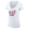 thumbnail image 2 of Women's G-III 4Her by Carl Banks  White Cincinnati Reds Team Graphic V-Neck Fitted T-Shirt, 2 of 3