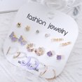 thumbnail image 3 of 6Pairs Star Moon Flower Heart Butterfly CZ Flatback Earrings, 3 of 3