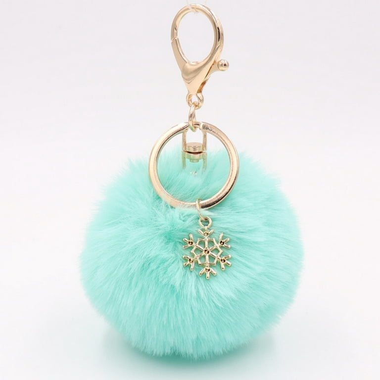Puffs Fur Bag Charm Poms Keychain 