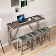 thumbnail image 6 of LKTART 4 Piece Bar Table Set with Power Outlet 59 Inch Industrial Dining Table and 3 Padded Stools for Living Room Dining Room Game Room Brown, 6 of 6