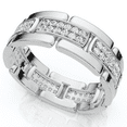 thumbnail image 4 of Pompeii .85Ct TW Round Diamond Mens Link 8mm Wedding Band Gold Polished Ring Lab Grown, 4 of 6