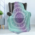 thumbnail image 4 of Blue and Purple Soft Flannel Fleece Throw Blanket, Mandala Ombre Eastern Mystic Abstract Old Fashion Bohemian Native Cosmos Art, Cozy Plush for Indoor and Outdoor Use, 70" x 90", Purple, by Ambesonne, 4 of 5