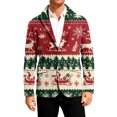 thumbnail image 2 of Dwelliawo Christmas Blazer for Men Tree Print Xmas Print Suit Corduroy Single Breasted Notched Lapel Jacket Party Holiday Blazer Slim Fit Sport Outfits Red M, 2 of 5