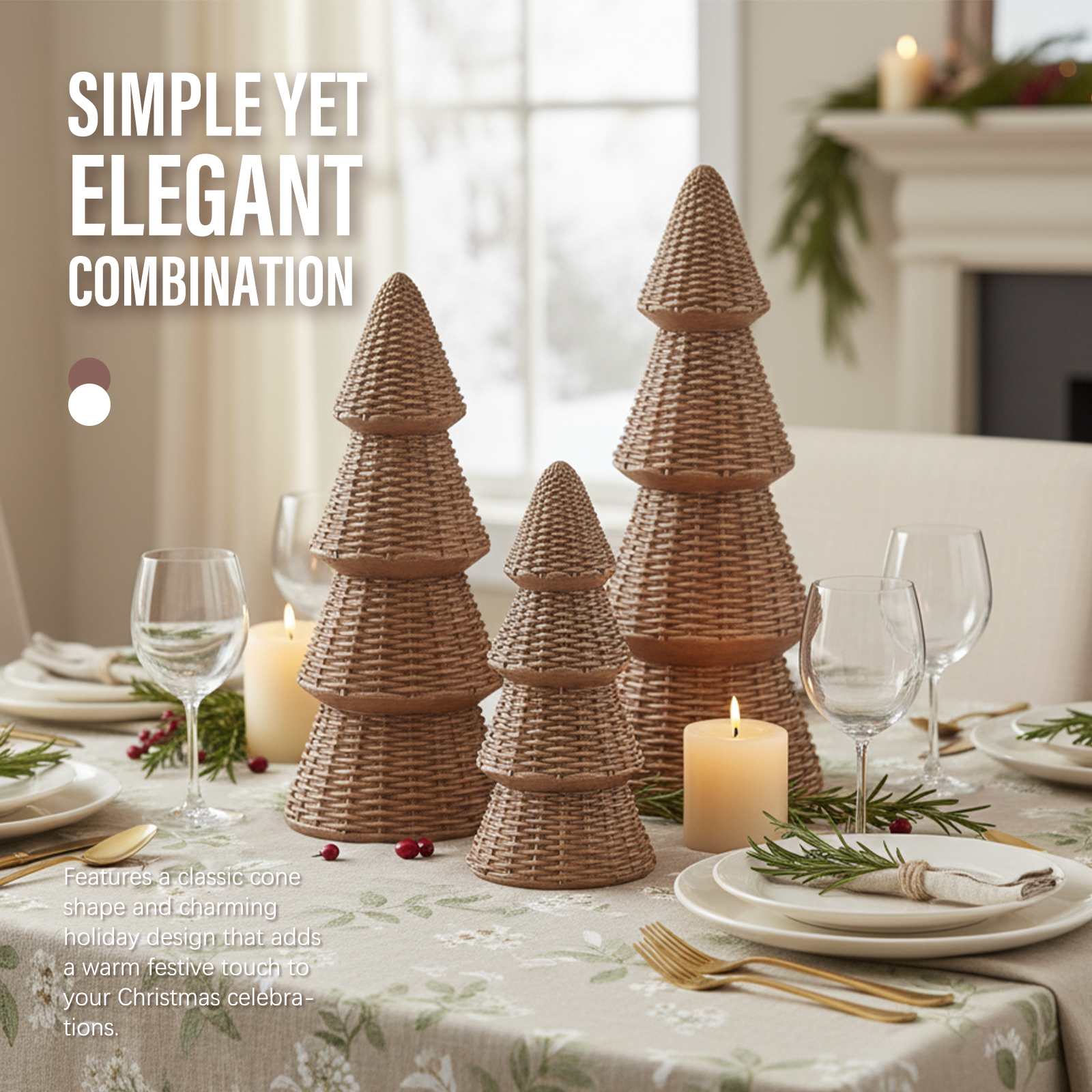 Ayieyill 3-Piece Woven Resin Tabletop Christmas Trees photo 4