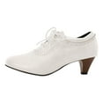 thumbnail image 4 of Women's Vintage Casual Wingtip Oxfords Dress Shoes Leather Kitten Heels Winter Spring Fall Short Ankle Booties, 4 of 6