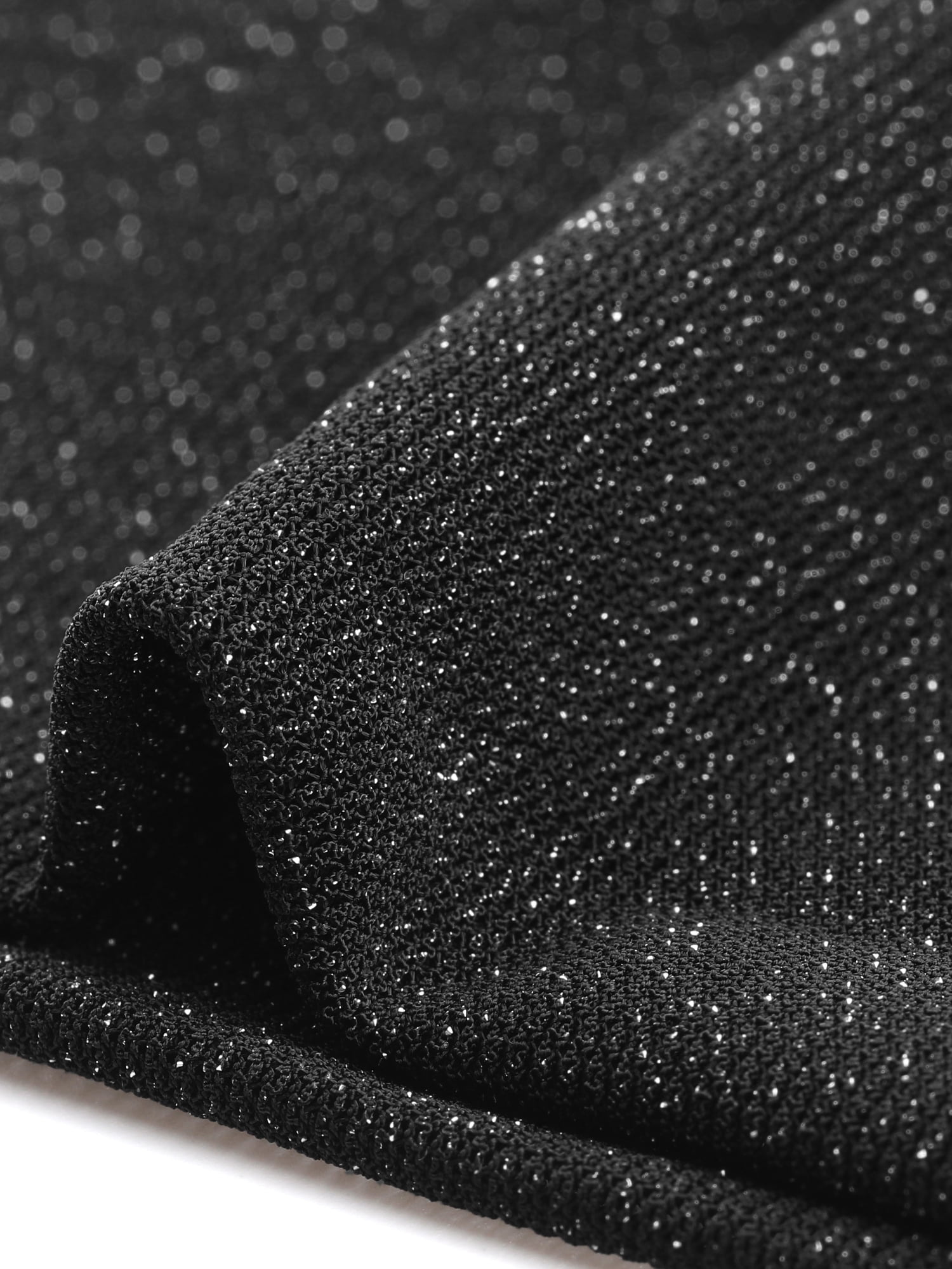DARING DIVA Women's Glitter Mock Neck Sleeveless Asymmetrical Hem Outfit L Black