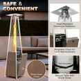 thumbnail image 6 of Nuu Garden 48,000 BTU Pyramid Propane Heater Outdoor Patio Heaters with Wheels, Patio Heater with Glass Tube Deck Porch for Outdoor Use Camping Backyard, Stainless Steel Burner, Wood-Grain Finish, 6 of 10
