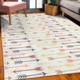 thumbnail image 3 of Boho Decorative Rug, Retro Arrow Pattern in Horizontal Line Heading to Opposite Directions Art, Quality Carpet for Bedroom Dorm and Living Room, 6 Sizes, Pink and Multicolor, by Ambesonne, 3 of 4
