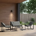 thumbnail image 2 of Outsunny 4 Piece Patio Furniture Set with Tempered Glass Table Sofa Grey, 2 of 10