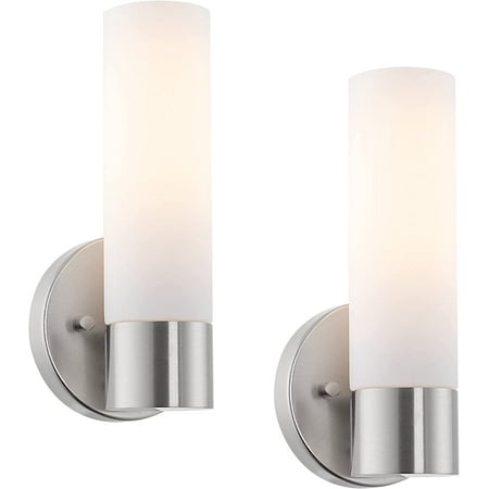 

YIGOU Home Sol 10 Modern 1-Light Wall Sconce with Frosted Glass Shade for Bathroom/Vanity Brushed Nickel Finish 2-Pack
