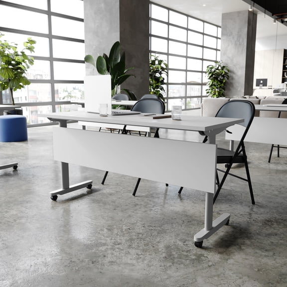 Flash Furniture Palmer 60"W x 24"D Foldable Training Room Table Laminate Gray Tabletop/Gray Frame