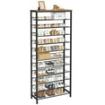 thumbnail image 4 of HOOBRO 12-Tier Shoe Rack, Large Capacity Shoe Storage Organizer for 35-45 Pairs of Shoes, Standing Shoe Shelf with Slanted Shelves, for Entryway, Closet, Hallway, Rustic Brown and Black BF51XJ01, 4 of 11