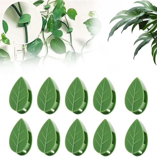 Fiudx Clip de Fijación Verde, Soporte de Plantas Trepadoras, Accesorio de Jardín En Forma de Hoja, Clip Duradero y Resistente a La Intemperatura, Ideal para Jardine Vertical, Ideal para Principiantes