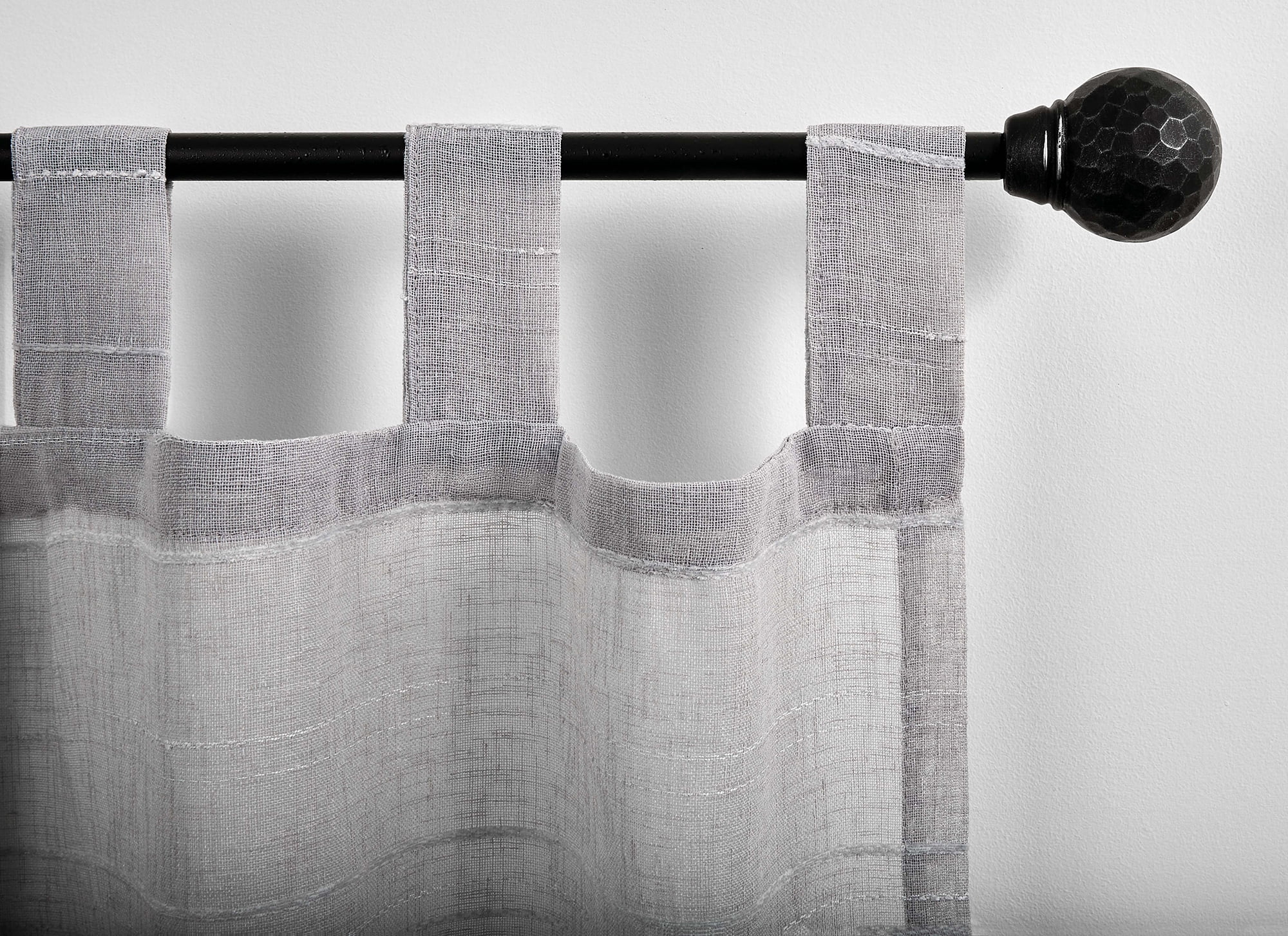 Mainstays 3/4" Textured Ball Single Curtain Rod Set, 25-84", Black