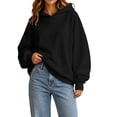 thumbnail image 2 of Women Oversized Hoodie Long Sleeve Drop Shoulder Pullover Solid Color Loose Fit Casual Hooded Sweatshirt, 2 of 9