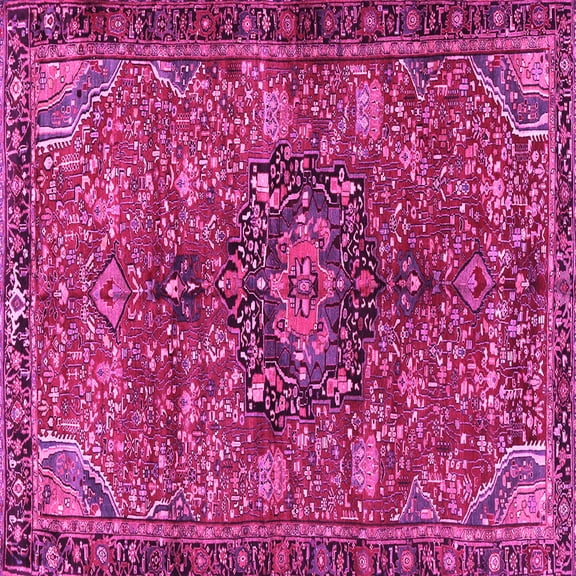 Ahgly Company Indoor Square Persian Pink Traditional Area Rugs, 8' Square