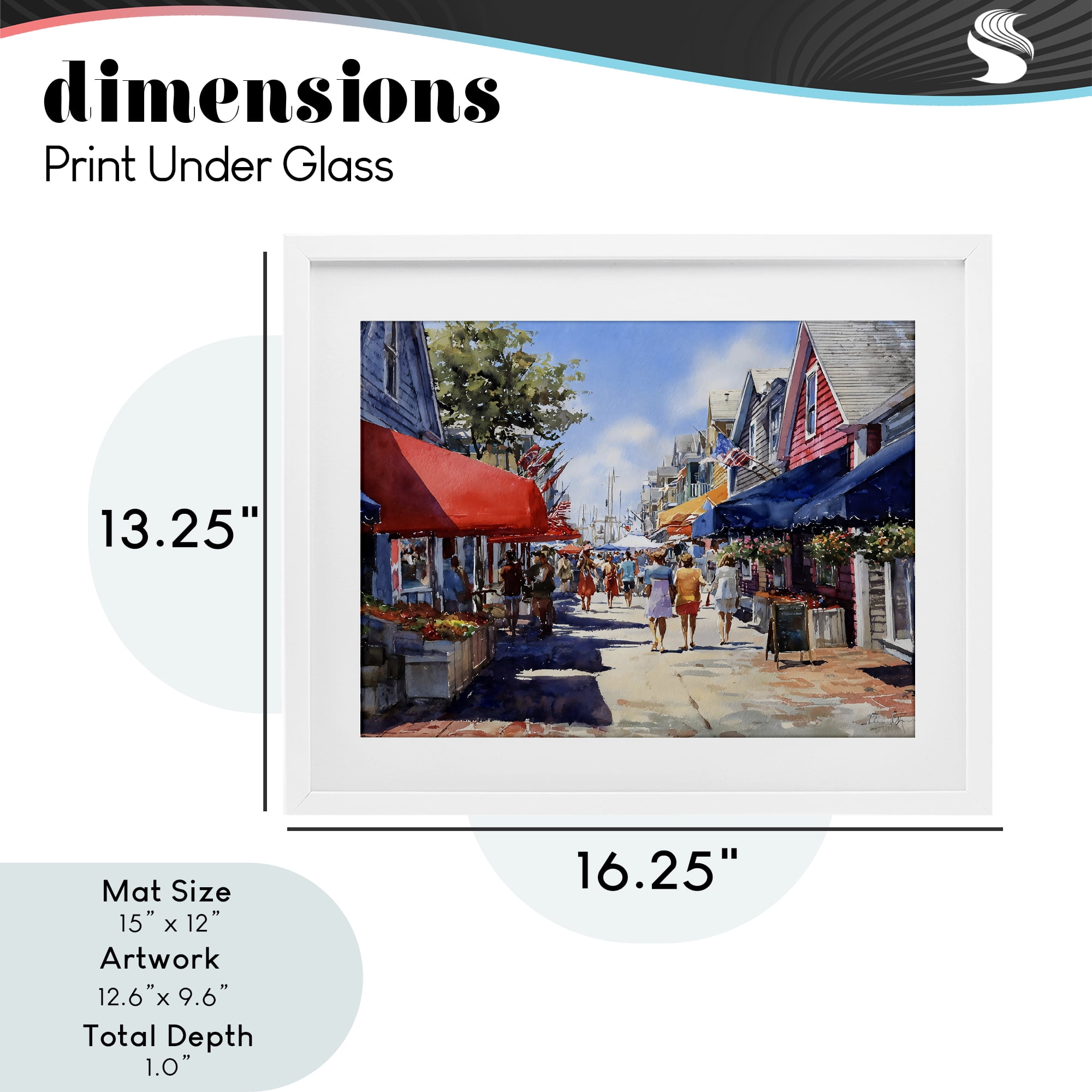 Stupell Industries American Coastal Town Stroll White Framed Print Under Glass, design by Franklyn Gregory