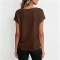 thumbnail image 4 of Fashion Cowl Neck Tops for Women Dressy Casual Short Sleeve Shirts Summer Clothes Outfits Brown L, 4 of 5