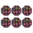 thumbnail image 2 of Honeii Monstrous Cartoon Characters Print Leather Coaster Set of 6, Ideal for Safeguarding Your Furniture from Drinks Spills and Effortless Cleanup,Octagon, 2 of 7