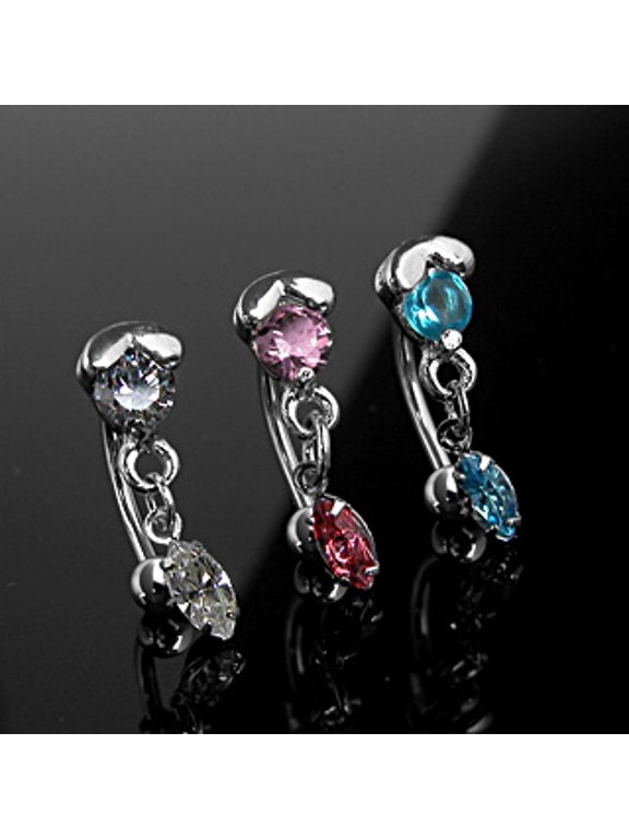 Tear Drop Upside Down Dangle Belly Ring 14G (1.6MM) #171 (Pink)