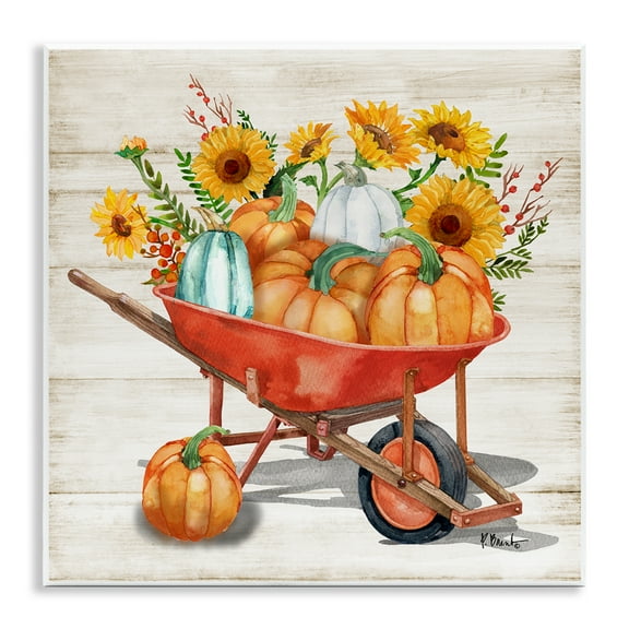 Stupell Industries Rustic Harvest Wagon Botanical & Floral Painting Unframed Art Prints Wall Art, 12 x 12