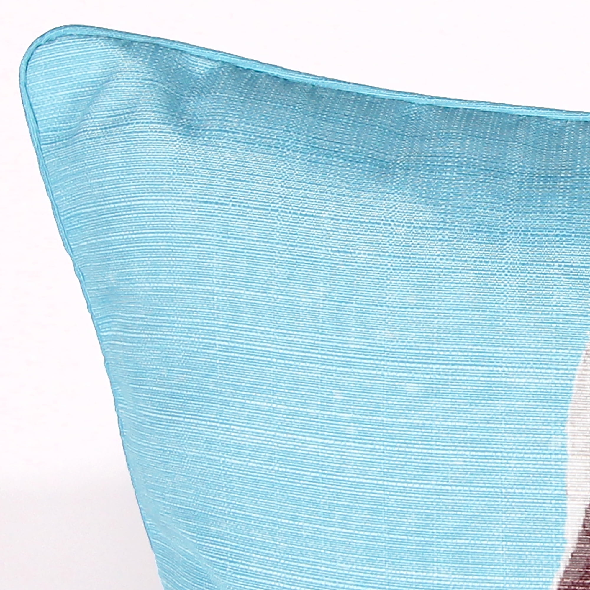 Jordan Manufacturing 18" x 18" Aqua, White and Brown Crane Bird Square Reversible Decorative Throw Pillow with Welt