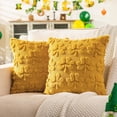 thumbnail image 2 of Embroidered Throw Pillow Cover with Green Botanical Design, Square Decorative Cushion Case 18x18 Inches Luxury Linen Texture, for Sofa Bedroom Living Room Car, 2 of 6