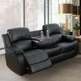 thumbnail image 4 of LIFESTYLE Sectional Recliner Sofa Set Bonded Leather 2 PCS Motion Sofa Loveseat Recliner Couch Manual Reclining Chair with Drop Down Table & Central Console for Living Room (Black), 4 of 5