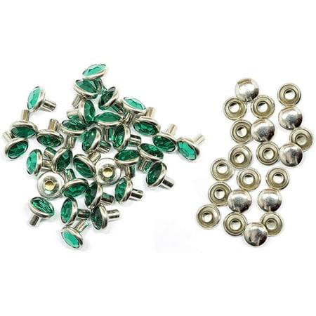 

Trimming Shop 10mm Jade Green Crystal Rivets Diamante Acrylic Rhinestone Studs with Pins for DIY Leathercrafts Clothing Decoration Arts & Crafts Projects Purses Embellishment 50pcs