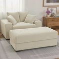 thumbnail image 2 of Advwin Oversized Corduroy Chaise Lounge Chair with Storage Ottoman & Pillows, Modern Deep-Seat Accent Chair Sofa for Living Room, Bedroom, Small Spaces, Beige, 2 of 9