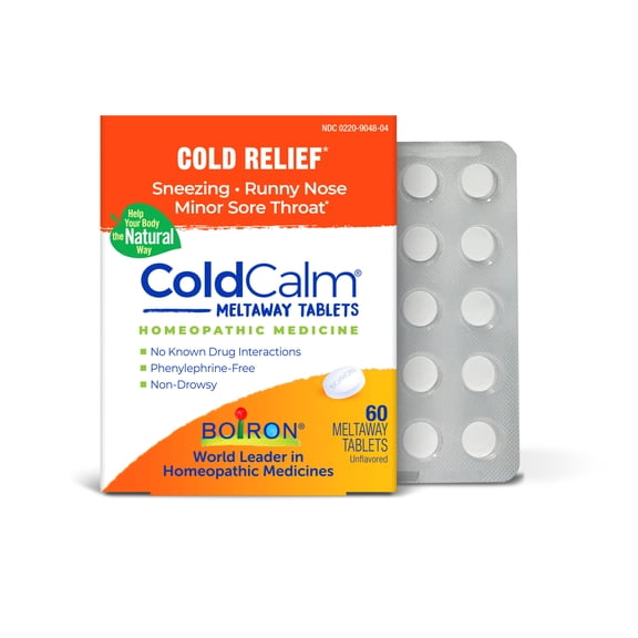 Boiron ColdCalm Tablets, Homeopathic Medicine for Cold Relief, Sneezing, Runny Nose, Minor Sore Throat, 60 Tablets