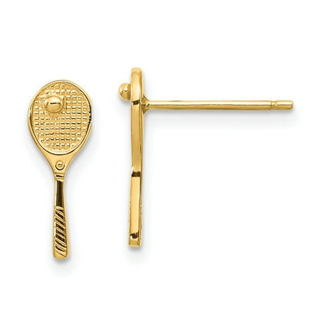 Mini Tennis Posts - 14k Mini Tennis Racquet with Ball Post Earrings