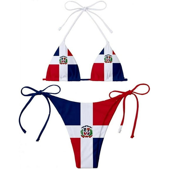 Dominican Republic Flag Women Micro Sexy Bikini Bra Set Summer Beachwear Sexy Beach Two Pieces Bathing Suits Swimwear