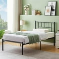 thumbnail image 2 of VECELO 3-Piece Bedroom Set with Twin Metal Platform Bed Frame with Headboard and Two Brown Nightstands, 2 of 9