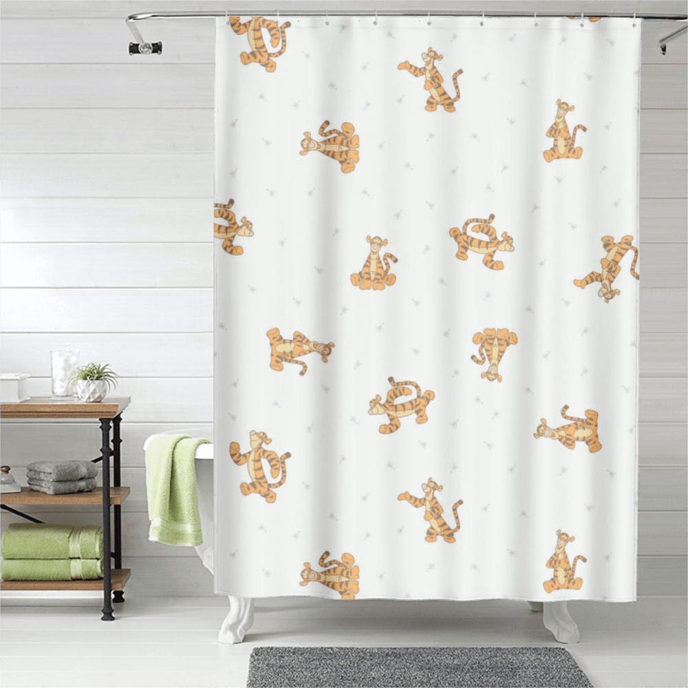 Winnie the Pooh Shower Curtain, Waterproof Fabric Curtains for Bathroom