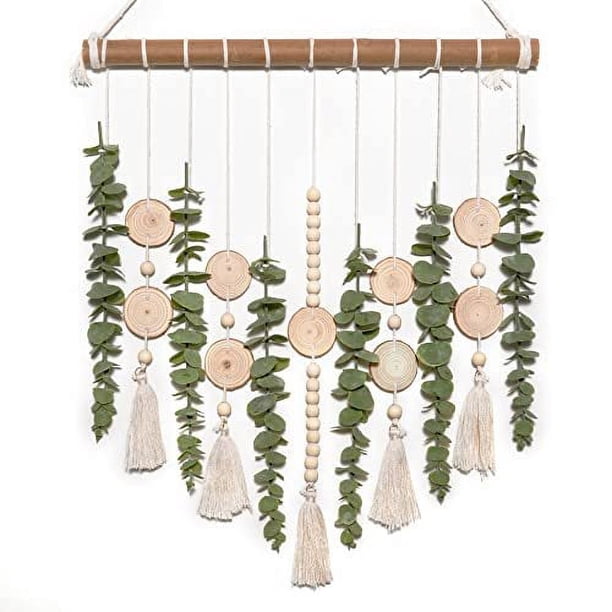 Nvzi 2 piezas de eucalipto artificial para decoración de pared,plantas en palo de madera de 15,7 pulgadas, decoración rústica bohemia de granja para dormitorio, comedor, baño, B