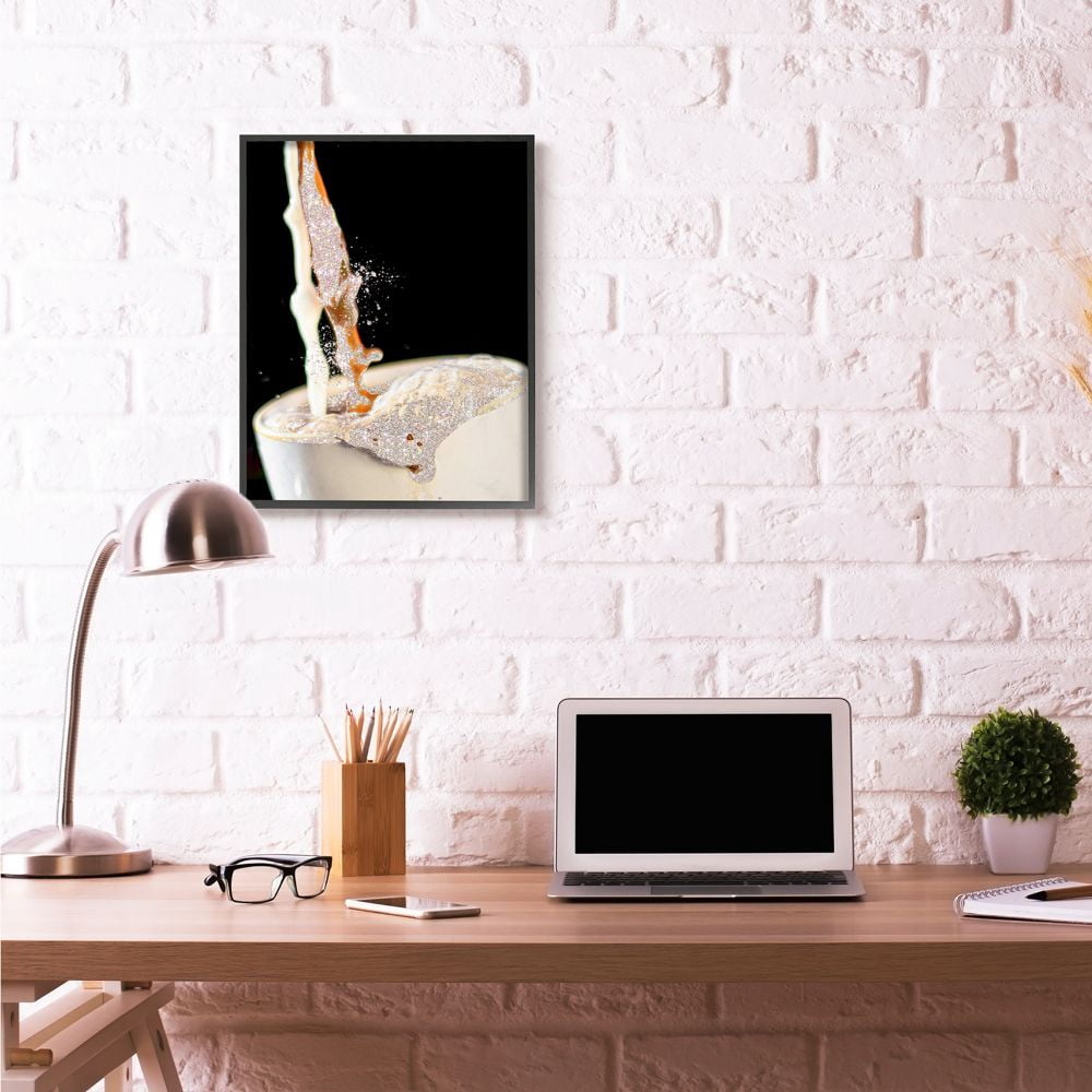 Stupell Industries Glitter Pour Coffee Beverage Glam Fashion Design Framed Wall Art by Ziwei Li