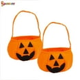 thumbnail image 2 of Spencer Halloween Pumpkin Trick Or Treat Bags Candy Handbags Craft Tote Bag for Kids Costume Party Favors Supplies (Orange), 2 of 8