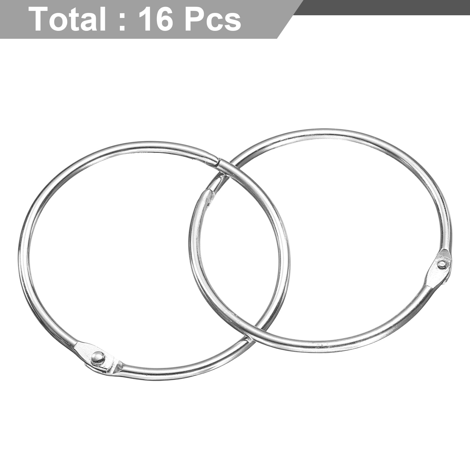 Uxcell 16pcs Binder Rings 3 Inch Loose Leaf Binder Ring Metal Book Rings Colorful Loose Leaf Rings, Silver Tone