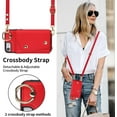 thumbnail image 7 of Phone Case for iPhone 7/8/SE 2020/2022 Wallet Cover with Screen Protector Ring Stand Card Holder Crossbody Strap Cell iPhone7 iPhone8 7s 8s i SE2020 SE2022 2/2nd/3/3rd Generation SE2 SE3 Women Red, 7 of 7