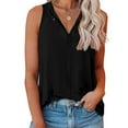 thumbnail image 5 of Cami Tops For Women, Summer Fashion Casual Round Neck Loose Casual Solid Color Sleeveless T Shirt For Women Black, 5 of 7